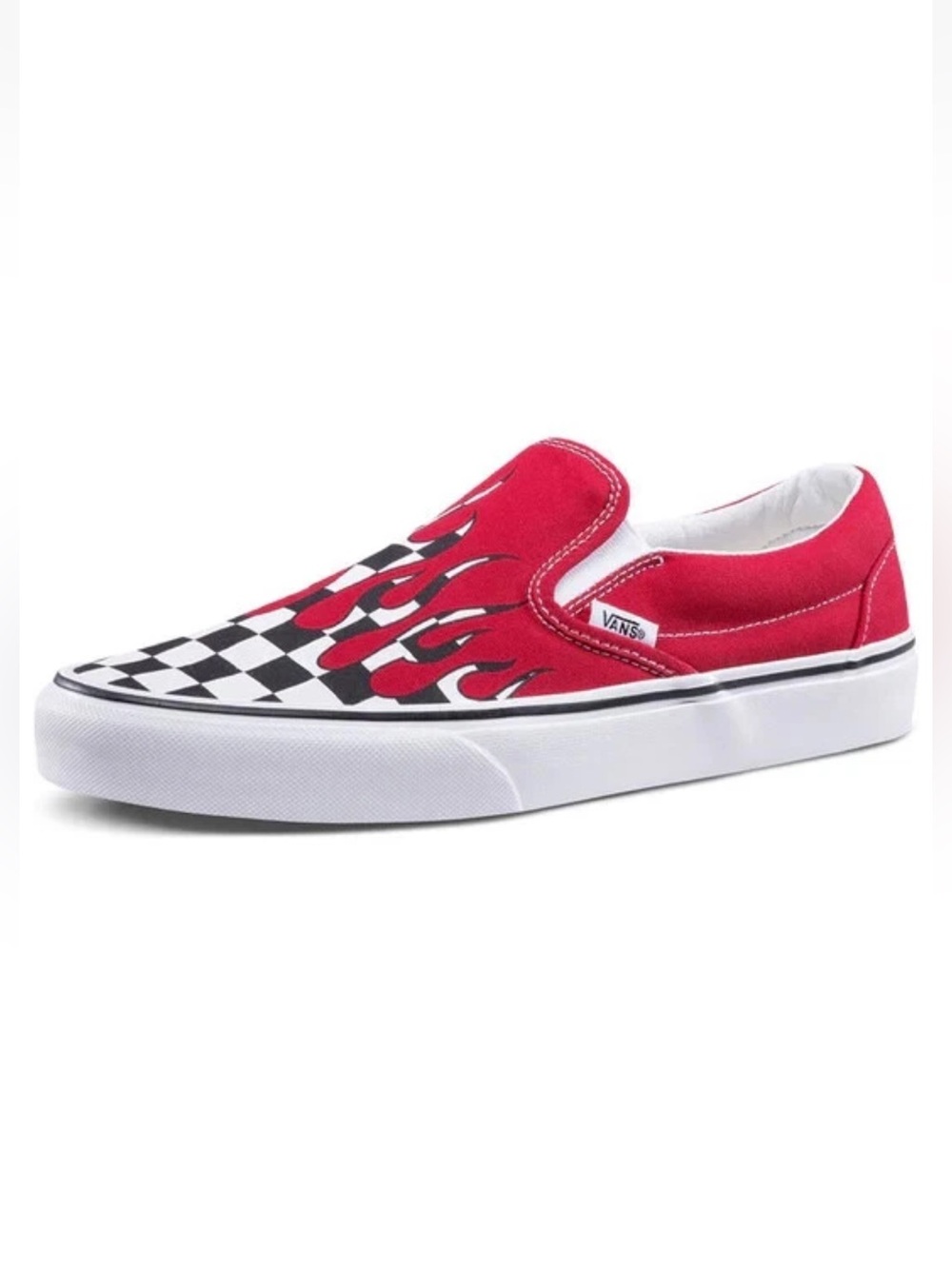 Vans checkerboard flame slip ons 7 men and 8.5 women